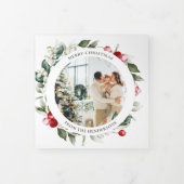 メリークリスマスベリ葉ーの写真 三つ折りクリスマスカード (カバー)