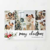 メリークリスマスベリ葉ーの写真 三つ折りクリスマスカード (カバー)