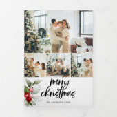 メリークリスマスベリ葉ーの写真 三つ折りクリスマスカード (カバー)
