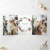 メリークリスマスベリ葉ーの写真 三つ折りクリスマスカード (内部)