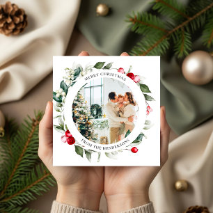 メリークリスマスベリ葉ーの写真 三つ折りクリスマスカード
