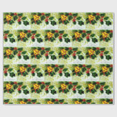 メリークリスマスベルとホリーヴィンテージ ラッピングペーパー (フラット)