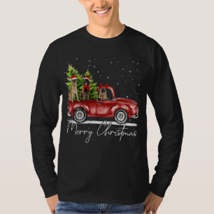 メリークリスマスベルギーマリノイスサンタレッドトラックX Tシャツ