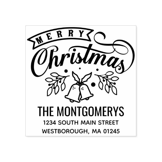 メリークリスマスベルズスクリプト差出人住所 ラバースタンプ (インプリント)