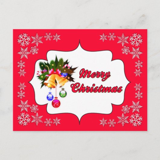 メリークリスマスベルズレッドホリディハガキ シーズンポストカード (正面)