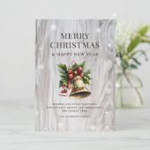 メリークリスマスベルホリースノーフレーク素朴 シーズンカード (スタンド正面)