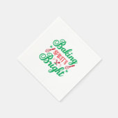 メリークリスマスベーキングスピリッツ明るい スタンダードカクテルナプキン (角)