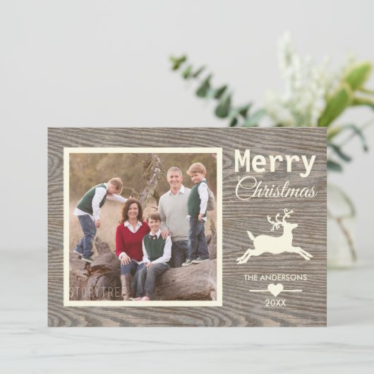 メリークリスマスベージュウ素朴ッドファミリーの写真 シーズンカード (スタンド正面)