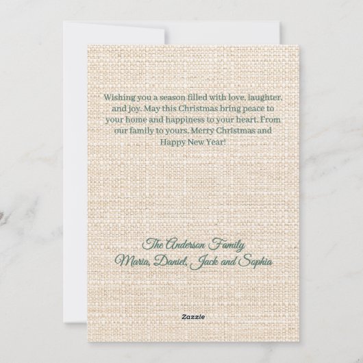 メリークリスマスベージュバーラップのレトロフォトカード シーズンカード (裏面)