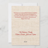 メリークリスマスベージュバーラップレトロフクロウのフォトカード シーズンカード (裏面)