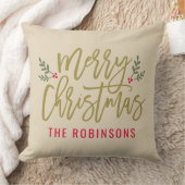 メリークリスマスベージュモダンカスタムファミリー クッション (ブランケット)