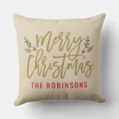 メリークリスマスベージュモダンカスタムファミリー クッション (裏面)