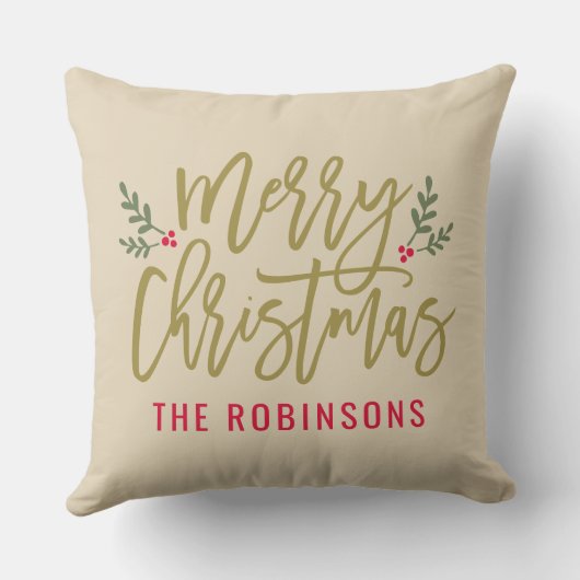 メリークリスマスベージュモダンカスタムファミリー クッション (裏面)