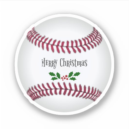 メリークリスマスベースボールホリデーデザイン シール (正面)