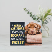 メリークリスマスペおもしろいッモダントのカスタム写真 箔シーズンポストカード (立ち正面)