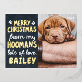 メリークリスマスペおもしろいッモダントのカスタム写真 箔シーズンポストカード (正面)