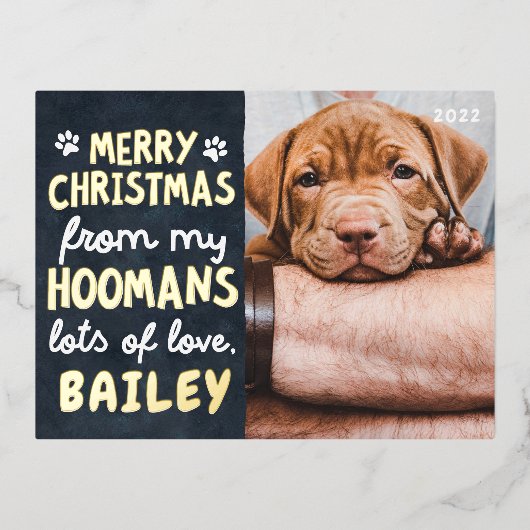 メリークリスマスペおもしろいッモダントのカスタム写真 箔シーズンポストカード (正面)