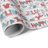 メリークリスマスペットモダンかわいいおもしろい動物の休日 ラッピングペーパー (ロールコーナー)