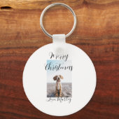 メリークリスマスペット犬の猫の写真の休日のギフト低 キーホルダー (裏面)