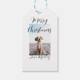 メリークリスマスペット犬の猫の写真の休日のギフト低 ギフトタグ