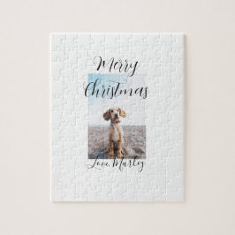 メリークリスマスペット犬の猫の写真の休日のギフト低 ジグソーパズル