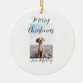 メリークリスマスペット犬の猫の写真の休日のギフト低 セラミックオーナメント