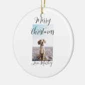 メリークリスマスペット犬の猫の写真の休日のギフト低 セラミックオーナメント (左)