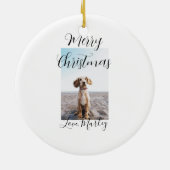 メリークリスマスペット犬の猫の写真の休日のギフト低 セラミックオーナメント (裏面)