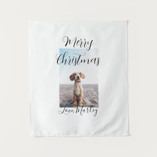 メリークリスマスペット犬の猫の写真の休日のギフト低 タペストリー (正面)