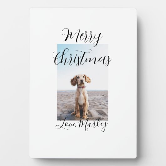 メリークリスマスペット犬の猫の写真の休日のギフト低 フォトプラーク (正面)