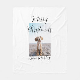 メリークリスマスペット犬の猫の写真の休日のギフト低 フリースブランケット
