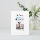 メリークリスマスペット犬の猫の写真の休日のギフト低 ポストカード (スタンド正面)