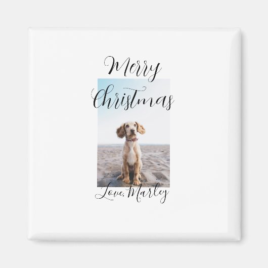 メリークリスマスペット犬の猫の写真の休日のギフト低 マグネット (正面)