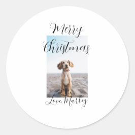 メリークリスマスペット犬の猫の写真の休日のギフト低 ラウンドシール
