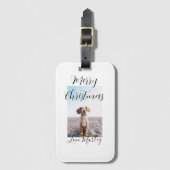 メリークリスマスペット犬の猫の写真の休日のギフト低 ラゲッジタグ (正面縦)