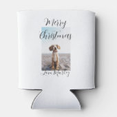 メリークリスマスペット犬の猫の写真の休日のギフト低 缶クーラー (裏面)