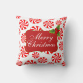 メリークリスマスペパーミントの渦巻き菓子 クッション (正面)