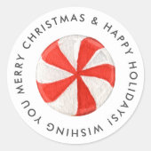 メリークリスマスペパーミントキャンディカスタムー ラウンドシール (正面)