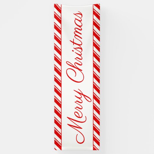 メリークリスマスペパーミントキャンディレッドホワイトアウトドア 横断幕 (縦)