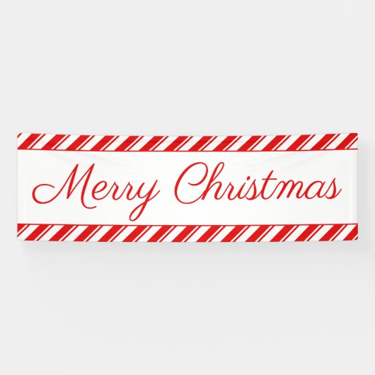 メリークリスマスペパーミントキャンディレッドホワイトアウトドア 横断幕 (横)