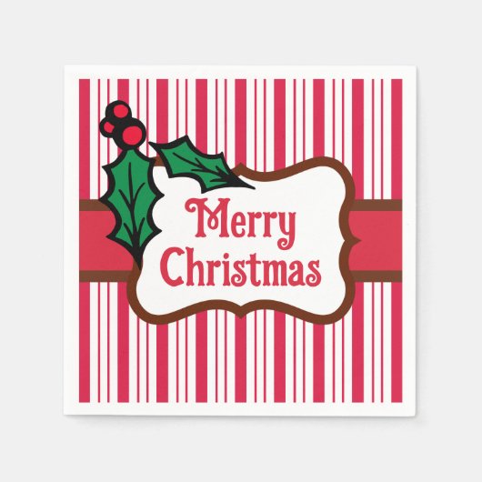 メリークリスマスペパーミントナプキンス スタンダードカクテルナプキン (正面)