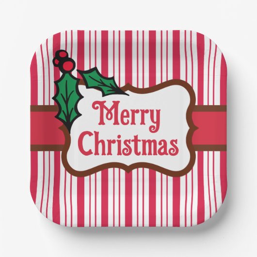 メリークリスマスペパーミント紙プレート ペーパープレート (正面)