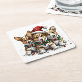 メリークリスマスペムブロークドシズウェルシュコーギー子犬 スクエアペーパーコースター (アングル)