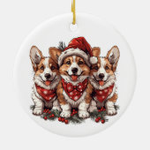メリークリスマスペムブロークドシズウェルシュコーギー子犬 セラミックオーナメント (裏面)