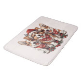 メリークリスマスペムブロークドシズウェルシュコーギー子犬 バスマット (アングル)