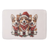 メリークリスマスペムブロークドシズウェルシュコーギー子犬 バスマット (正面)