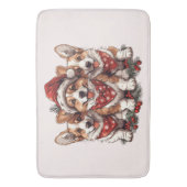 メリークリスマスペムブロークドシズウェルシュコーギー子犬 バスマット (正面縦)