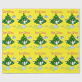 メリークリスマスペンギンイエローラッピング紙 ラッピングペーパー (フラット)