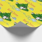 メリークリスマスペンギンイエローラッピング紙 ラッピングペーパー (角)