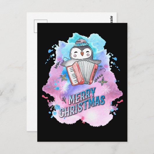 メリークリスマスペンギンギフトアコーディオンペンギン ポストカード (正面/裏面)